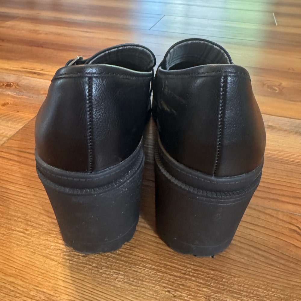 Jelly Pop Black Oxford Heeled Loafer Chunky Heel Buckle Sz 9.5M 90’s Y2K Grunge - Picture 9 of 12